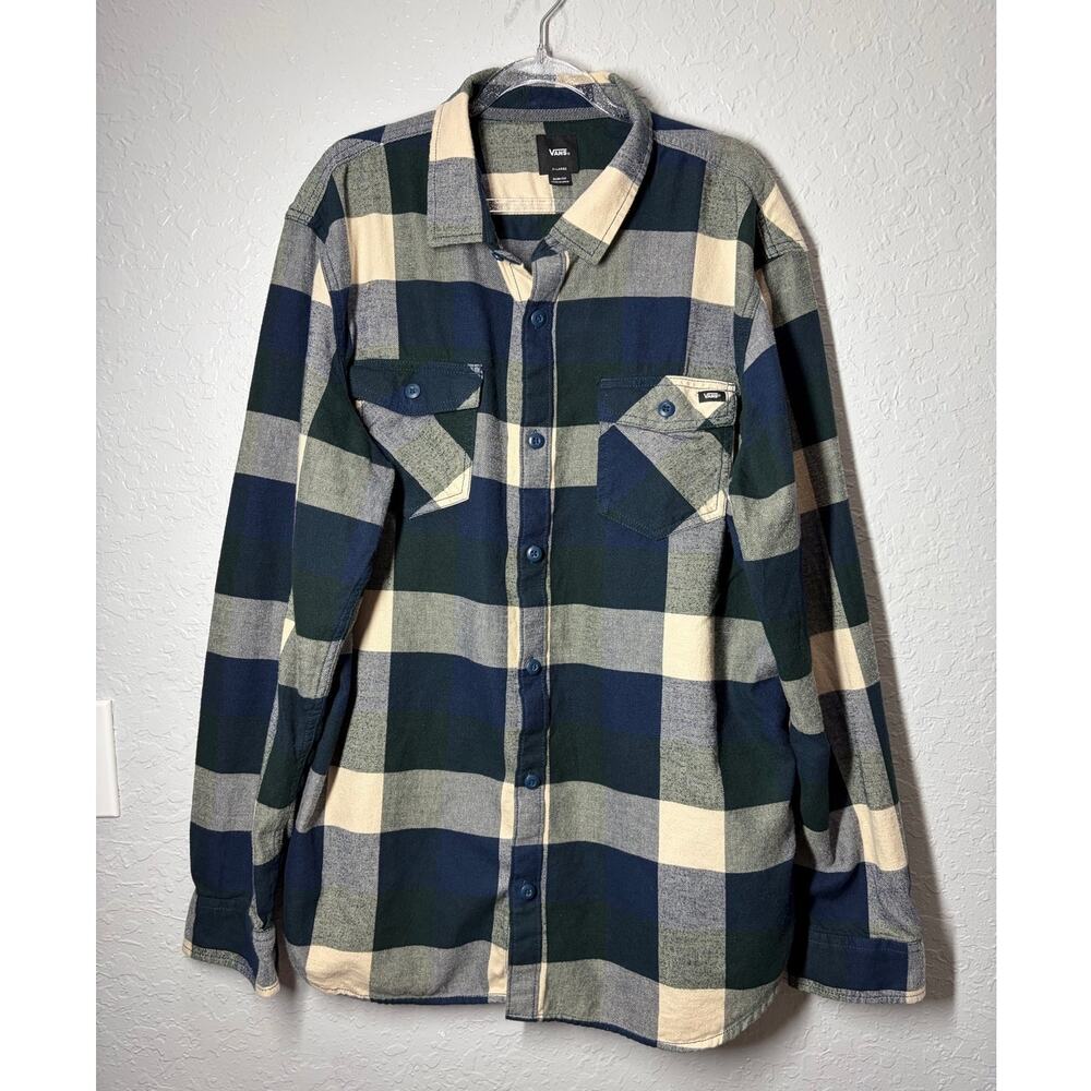 VANS Men's Blue Flannel Long Sleeve Top Cotton XL
